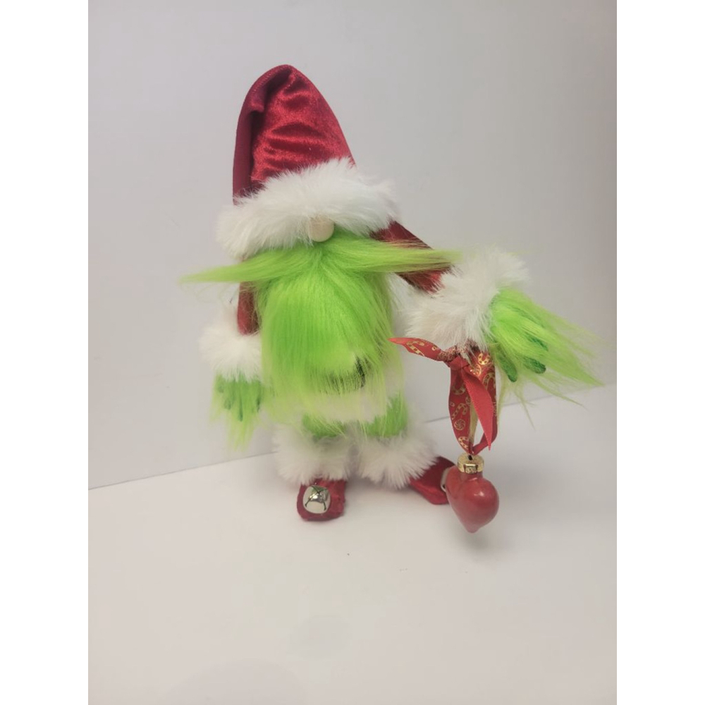 Grinch Santa Gnome Handmade Holiday Decor Luxury Velvet Faux Fur